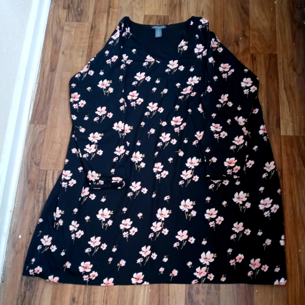Black Pink Flower Dress